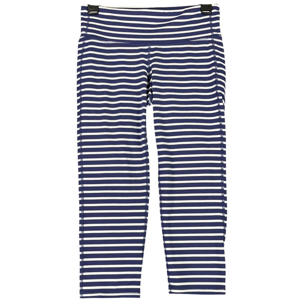 Athleta Yoga Cropped Performance Leggings Striped Gym‎ Womens Small